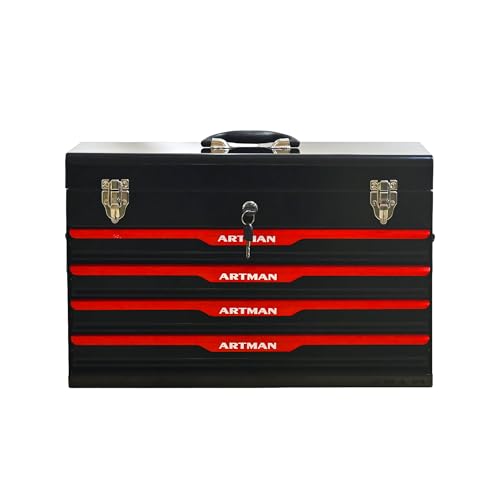 KEIKI 20-inch Steel Portable Tool Box With Drawers, Tool Storage Box Organizer With Metal Lock Closure Device for Garage, Workshop, Black by KEIKI - Image 8