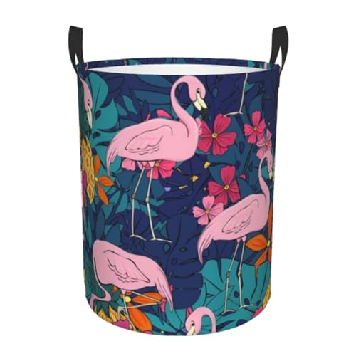 Cesto Para Ropa Sucia 60L, Flamencos Flower Tropicales Cestos Almacenaje Plegable Decorativas Cesta Ropa Sucia, Para Salon, Lavandería, Juguetes