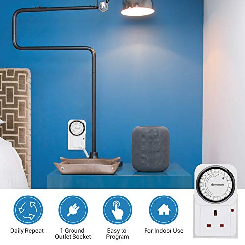 image for DEWENWILS Timer Plug Socket UK, 24 Hour Programmable Energy Saving Lig