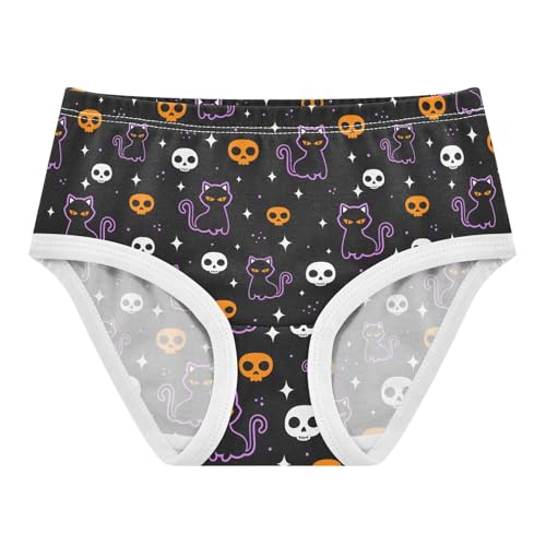 Girls Underwear Soft Cotton Halloween Skull Cat Kids Panties in Sizes 2/3t, 4t, 5t, 6 and 8