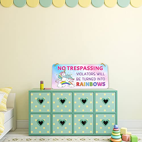 Unicorn Decor For Girls Room, Hanging Sign Girls Room Decorations For Bedroom Pvc Plastic Decorative Signs Colorful Quotes No Trespassing Sign Kids Room Decor Gift For Girls 12″X6″ #TOP5