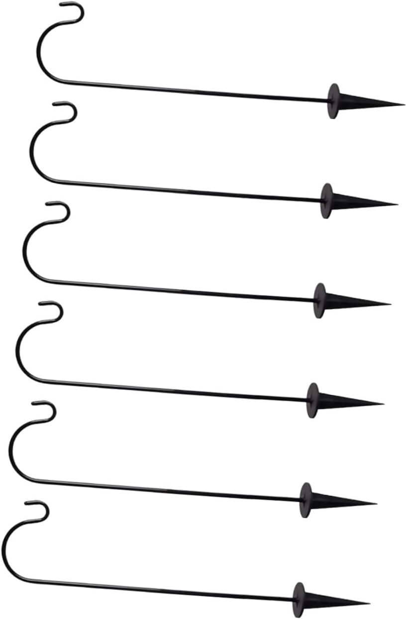 BESPORTBLE 6pcs Iron Shepherd Hooks Outdoor Stakes for Garden Decorative Stake Hooks for Hanging Planters Lights