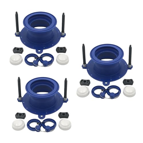 One N Done Toilet Flange Repair Kit – Complete Toilet Wax Ring Replacement Kit – Durable Waxless Toilet Ring – Includes Toilet Flange Bolts, Toilet Bowl Caps, and Toilet Flange Extension Kit (3 Pack)