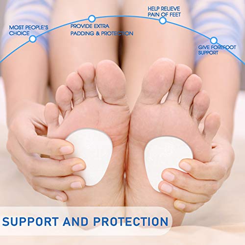 Image of Syhood 20 Pieces Metatarsal Felt Pads Foot Insert Pads Ball of Cushion for Pain Relief Forefoot and Sole Adhesive Accessories for Men and Women 1 /4 Inch Thick(Oval,White,Wool Felt)