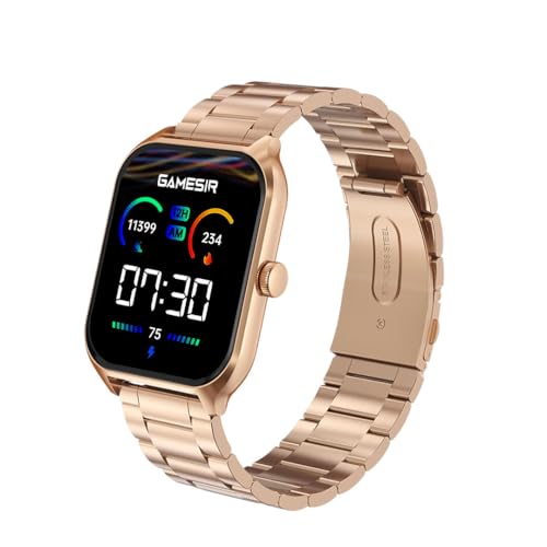Image of GameSir H9 Smartwatch - Big Display | Bluetooth Calling | Heart Rate & SpO2 Monitor | 100+ Sports Modes | Long Battery | IP68 Waterproof | TFT Display | Design for Men & Women (Metal Gold)