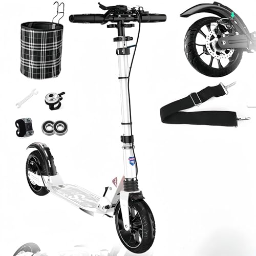 Patinete Urbano para Adultos, Patinete De Ruedas Grandes con Freno Doble, Suspensión Doble, Capacidad De Carga De 150 Kg, Elegante Patinete Plegable para Viajeros A