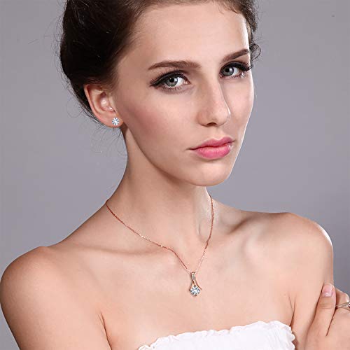 Gem Stone King 18K Rose Gold Plated Silver Created Sapphire And White Diamond Jewelry Set For Women (3.65 Cttw, With 18 Inch Chain) #TOP3