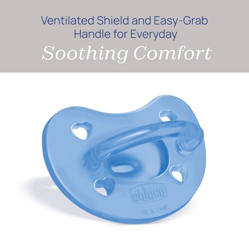 Image of Chicco PhysioForma Orthodontic Pacifier for Babies 6-16 Months, 100% Soft Silicone, BPA Free & Breathing Support, 2-Pack with Sterilizing Case, Blue /Green