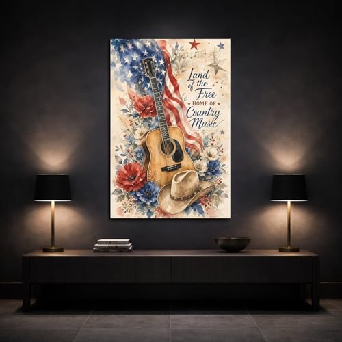 Tableau guitare acoustique retro au dessus d'une console d'entree - 3