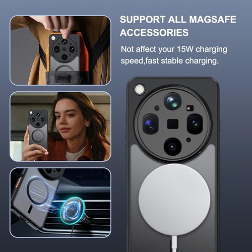 Image of QUIETIP Magnetic Case for Oppo Find X9 Ultra with Screen Protector,[Compatible with MagSafe] Translucent Matte Drop Protection Cover,Black