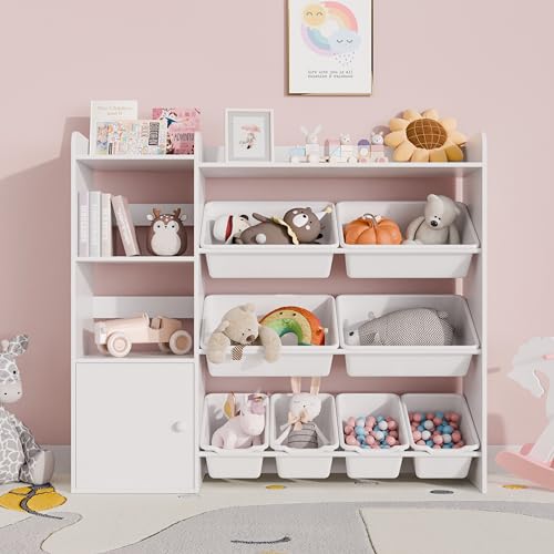 Image of Xilingol Kids Toy Storage Organizer, 4-Tier Toy Organizers W/8 Removable Storage Bins, Kid Bookshelf and Toy Storage for Study Room, Bedroom, Kids Room, Classroom, Nursery