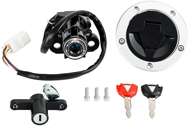 Ignition Key Switch Fuel Gas Cap Seat Lock Set 27045-5452 27005-0552 51049-0039 Fit for Kawasaki ER650 ER-6N 2012-2016/EX650 ER-6F 2014-2016/EX650 Ninja 650 2012-16/EX400 Ninja 400R 2014-2017