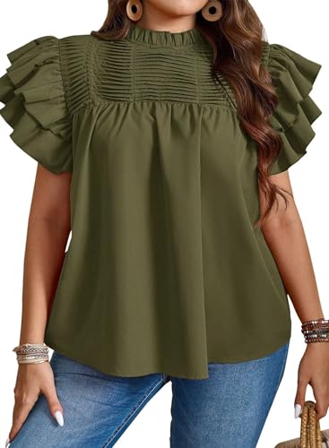Falechay Plus Size Tops for Women Cap Sleeve Tops Short