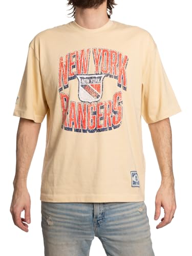 Camiseta retro NHL para hombre corte cuadrado oversize de estilo vintage lavado de Calhoun