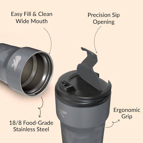 Image of Headway Java Alps Personalized Stainless Steel Mugs 360 ml - 2 Years Brand Warranty | Insulated Coffee Mug | Travel Mug | Coffee Tumbler | Cold for 6 Hours & Hot for 3 Hours | Stellar Grey