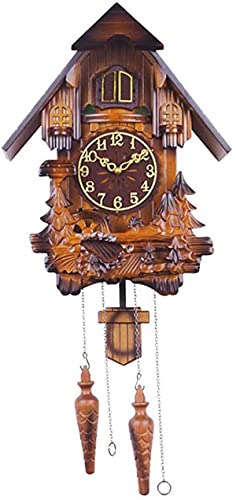 Vintage Cuckoo Clock, Retro Cuckoo Clock,Solid Wood Quartz Pendulum Wall Clock for Home Decor, Natural Bird Voices
