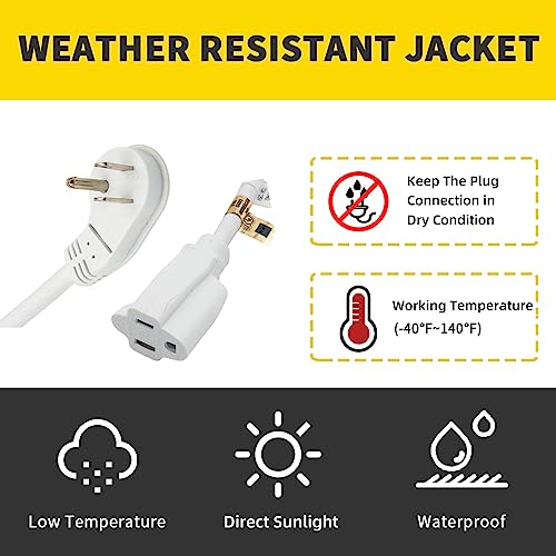 Honderson 1 Ft Extension Cord,Flat Plug 3 Prong Short Extension Cords,White 16 Gauge Heavy Duty Cable For Kitchen Home Appliance,3 Pack #TOP6