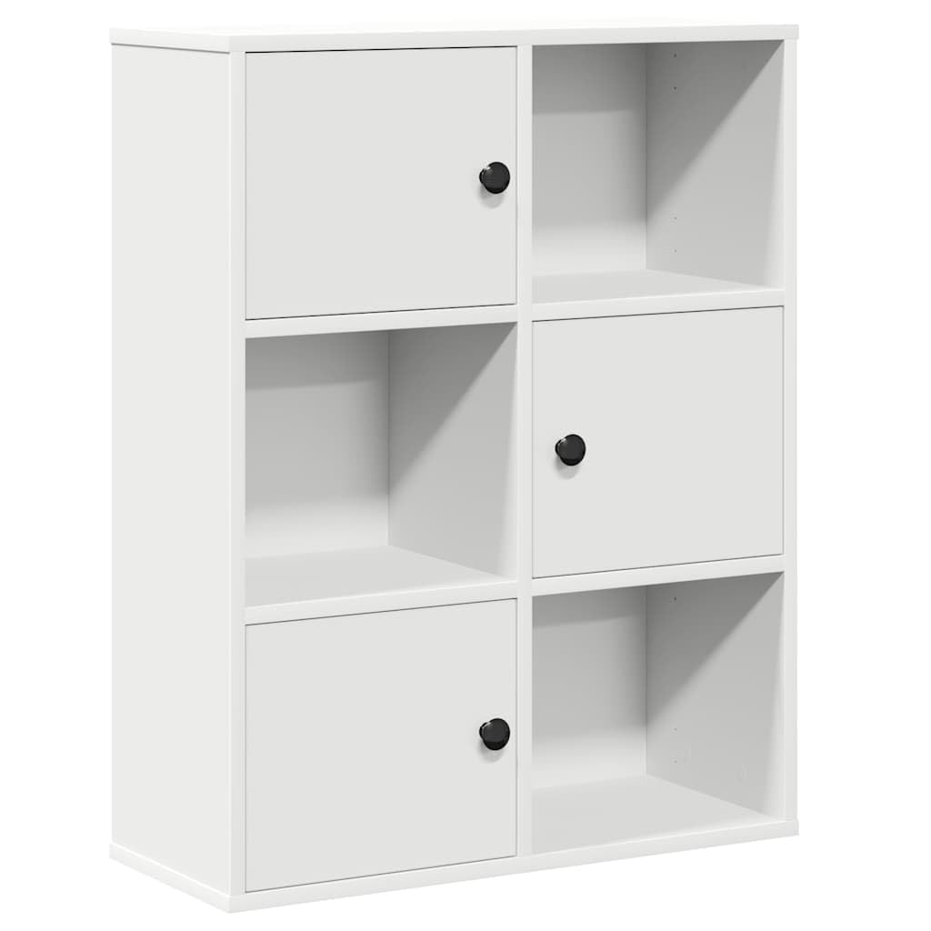 Regał na książki, biały, 60 x 24 x 76,5 cm, materiał drewnopochodny, wszechstronny organizer do przechowywania książek, czasopism, dekoracja, elastyczny montaż drzwi, łatwy w pielęgnacji