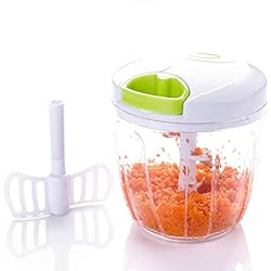 Picador De Ensalada MovilCom® - Cortador de Verduras | Picadora Manual de Alimentos | trituradora de Alimentos para Verduras, Carne, Hierbas, Cebolla, ajo, Ensalada | Picadora Manual con Cuerda | 900ml