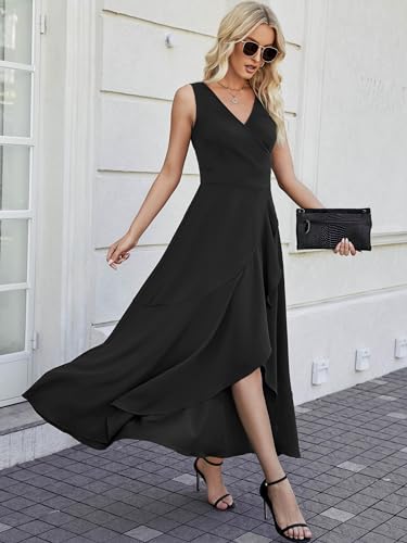 Women Formal Dresses,V Neck Evening Gowns for Women 2024 Long Wedding Guest Party Sleeveless Prom Pockets Dress - Image 7