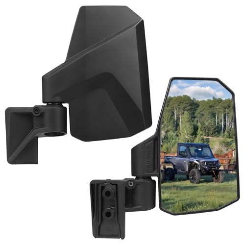 SHEJISI UTV XD 1500 Side Mirrors Door Mounted | UTV Mirrors Compatible Only with Polaris Ranger 1500 XD/Crew Its Spring-Back Feature Enables Easy Post-Folding Reset for Improved Driving Experience