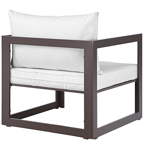 Modway EEI-1517 Fortuna Aluminum Outdoor Patio Armchair in Brown White - Image 4