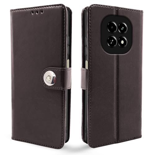 Image of Pikkme Flip Cover Leather Finish | Inside TPU with Card Pockets | Wallet Stand and Shock Proof | Complete Protection Button Flip Case for Realme C63 5G (Coffee)