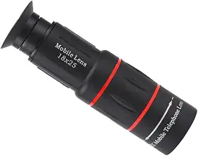 Lente monocular teleobjetiva 18X para celular, acessório de câmera com zoom de alta potência com tripé e clipe, lente externa HD portátil para fotografia de esportes selvagens, preta (padrão 18X25)