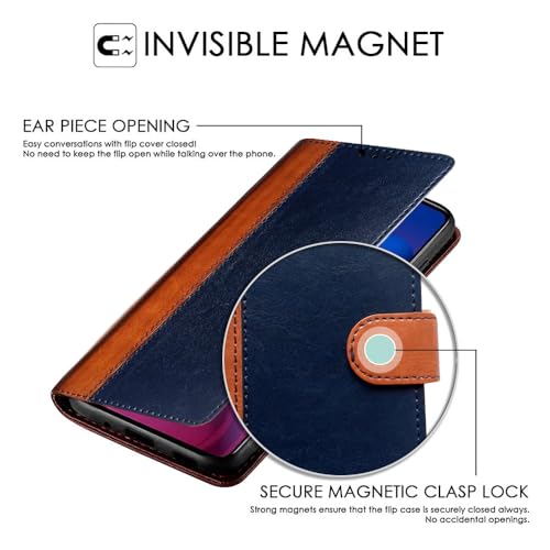 Image of Amazon Brand - Solimo Flip Leather Mobile Cover (Soft & Flexible Back case) for Honor X7c 5G (CamelBlue)