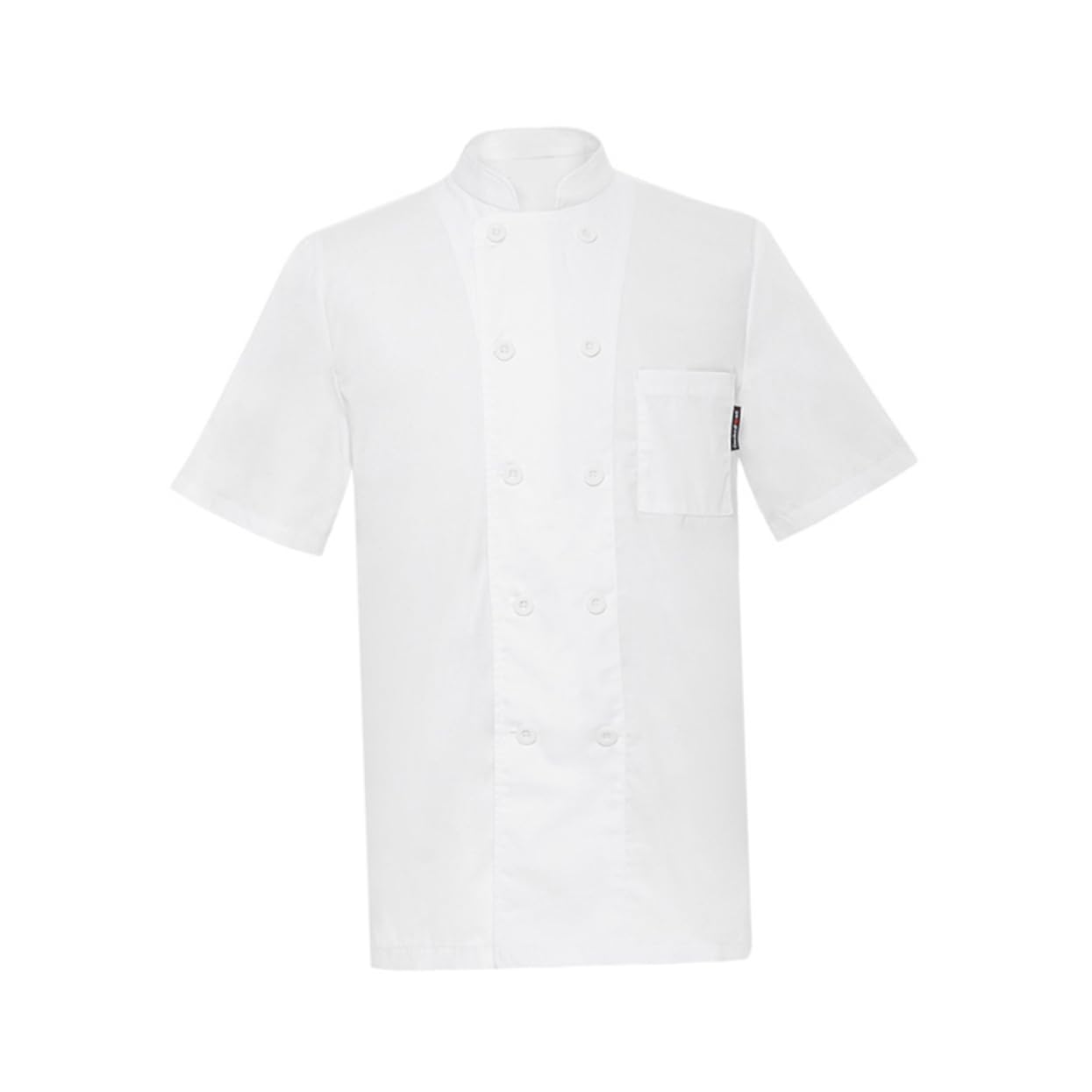 LALADEFIEE Unisex Short Sleeve Chef Coat Xxl Cotton Blended 8-button Front Grey Button Closure Split Sleeve Pocket