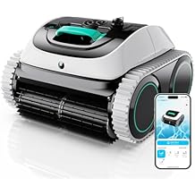 WYBOT Pool Vacuum for Inground Pools, 4-in-1 Cordless Robotic Pool Cleaner for Above Ground Pools, Triple-Motor up to 1,614 Sq.ft, Wall & Waterline Cleaning, WiFi & Bluetooth Grey with White