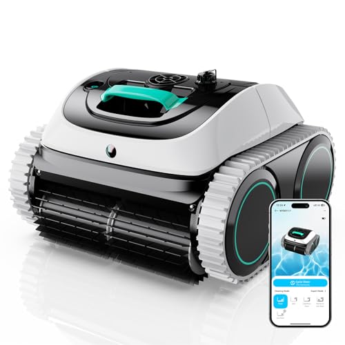 WYBOT C1 Pool Robot Vacuum for Inground Pools, 4-in-1 Cordless Robotic Pool Cleaner for Above Ground Pools up to 1,614 Sq.ft, Wall & Waterline Cleaning, 150-Min Runtime (Grey with White)