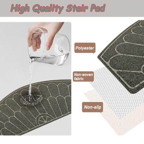 Alfombrillas de escaleras grises lavables y autoadhesivas de 65x24 cm en pack de 14 unidades 4