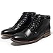 Men's Black Leather Oxford Dress Ankle Boot Fashion Casual Mid Top Chukka Boots for Men Cap Toe Rubber Sole Lace Up Side Zip Business Work Shoe Size 12