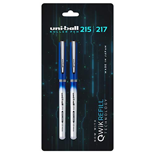 Image of uni-ball Refillable Liquid Ink 0.5 mm Micro Roller Pen & Uniball QWiK REFILL Micro Roller Pen(0.5mm, Blue Ink, Pack of 2)