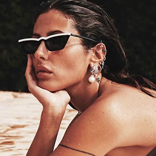 Women Sun Glasses Flat Top Sunglasses Frame Shades Vintage Black Red Eyewear3