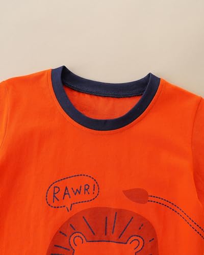 Image of Toddler Boy Summer Clothes Cotton Short Sleeve T-Shirt and Short Set 2 Piece Boy Outfits Size 2-7T