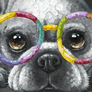 Miniatura 3 de Kunstorner Lienzo decorativo para pared con diseño de perro lindo con diseño de animales, lienzo divertido para sala de estar, dormitorio, oficina,