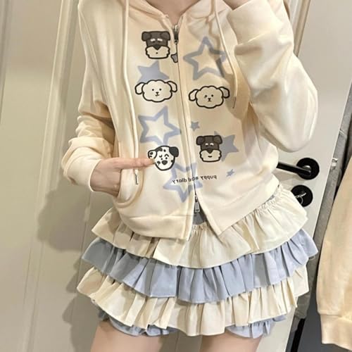 Lolita Skirts Kawaii Harajuku Fashion Gothic Clothes Elastic Waist Color Cute Lace Trim Tiered Short Skirt Shojo4