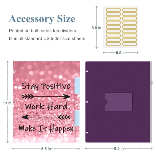 Image of 3 Ring Binder, 3 Inches Round Ring Binder with Clipboard, Dividers Tabs, PVC Zipper Bag Sleeves & to Do List Planners for Women, Men, School, Office Supplies, Work Hard