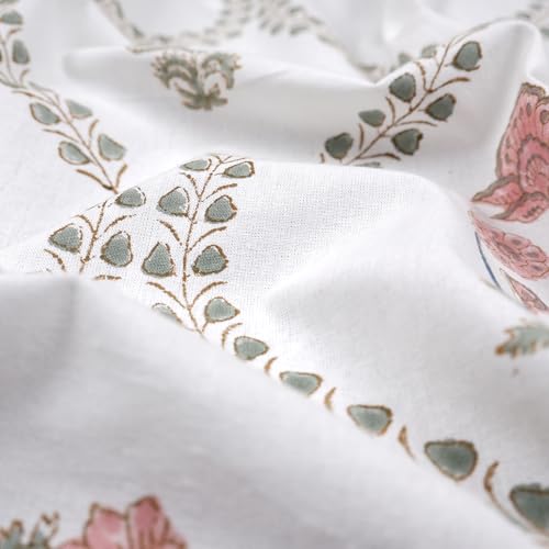 Image of Encasa XO Dining Table Cloth, Jaipuri Block Print Cotton Cover Swiss