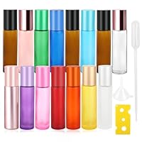 Ätherische Öle Roll On Flasche Leer 10ml, 15 Farben Roll on Glasflaschen für Ätherisches Öl,Nachfüllbar Rollon Flaschen für Öle,für Ätherische Öle, Parfüm,Kosmetika, Massage