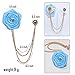 Floral Bridegroom Wedding Badge Brooches Cloth Art Rose Flower With Hanging Tassel Chain Suit Shirt Lapel Brooch Pin Fashion Jewelry for Men Boy (sky blue)