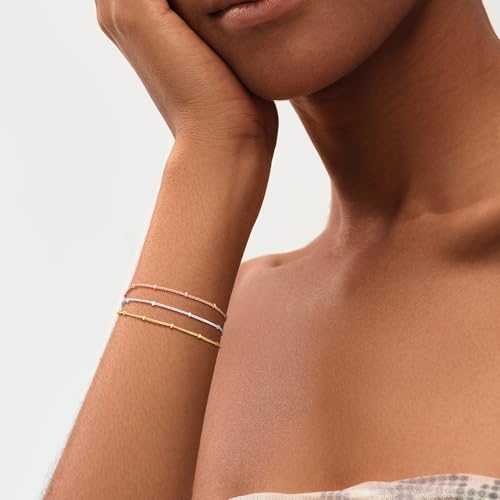 Image of MEVECCO Bracelet for Women 14K Gold Plated Dainty Chain Simple Jewelry Cute Handmade Minimalist for Her