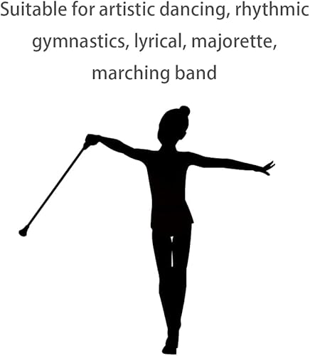 Miniatura 7 de Bastón giratorio de 21 pulgadas, bastón giratorio de metal para desfile de gimnasia para niños en Majorette (rosa)