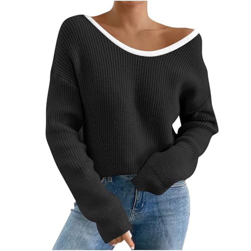 Y2k Bow Sweater Knit Ribbed Pullover Round Neck Backless Patchwork Trendy Cropped Sweaters 2025 Elegant Fall Clothes