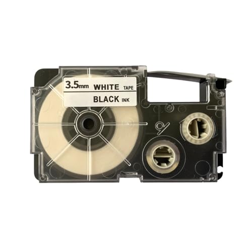 Image of LIVYU LIFE 3.5mm Label Printer Tape Compatible Label Tape Replacement for Casio KL-120, KL-60, KL-820, KL-7400, KL-G2, KL-HD1 Ez Label Maker, (Black Ink on White Tape -3.5mm x 8m-1 Pcs)