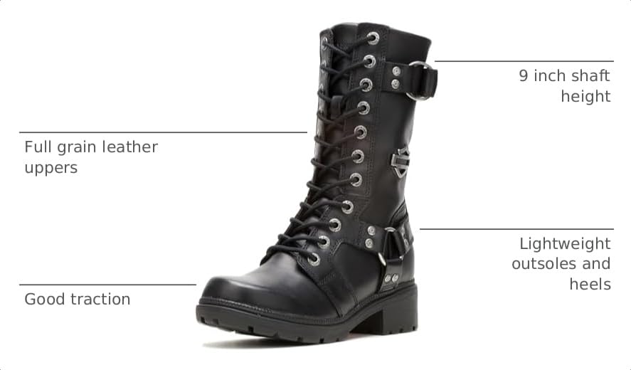 Harley-Davidson Women's EDA Leather Motorcycle Casual Boot, Black, 7.5 - image 3