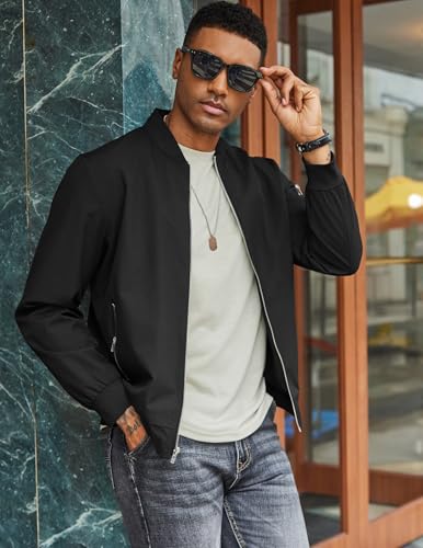 COOFANDY Men Bomber Jacket Lightweight Casual Windbreaker Zip Up Coat Fashion Stylish Fall Jackets with Pocket3