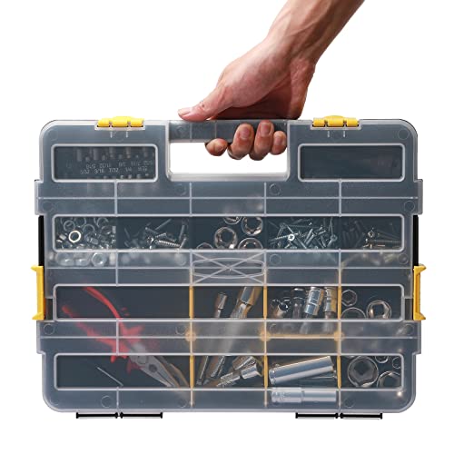 Image of Mayouko Stackable Plastic Toolbox Organizer, Interlocking Small Parts Organizer, Compartment Toolbox for Screw,Nail,Hardware, 2PCS